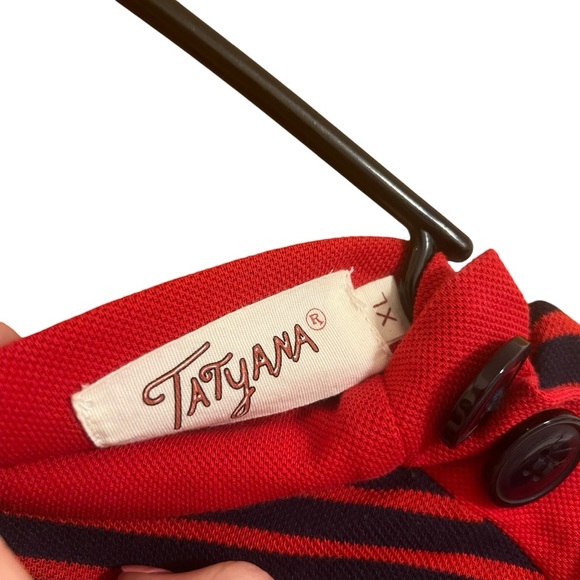 Bettie Page by Tatyana Kneelength Striped Mockneck Skater Swing Dress - Picture 6 of 7